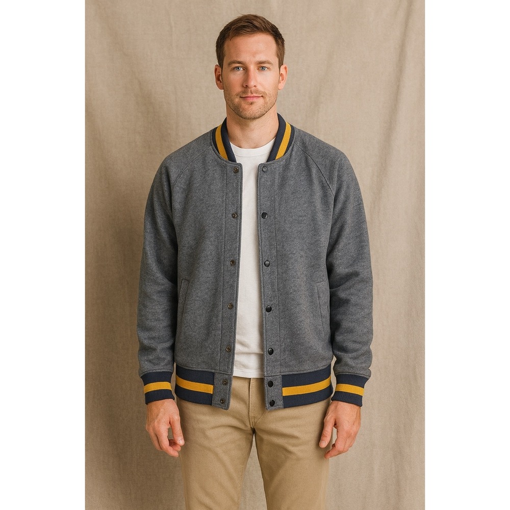 J.Crew Varsity Tweed Fleece Raglan Bomber Jacket Preppy‎ Academia Men's XXL